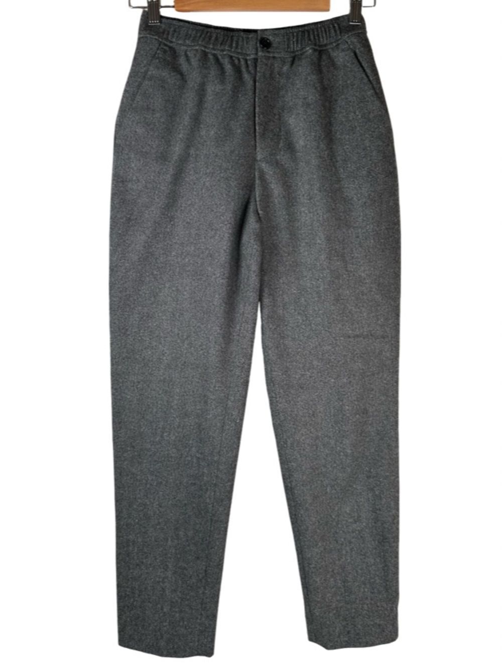 Alex Mill Pull-On Trouser Pants in Wool Blend Charcoal Gray Twill Tweed Size XS